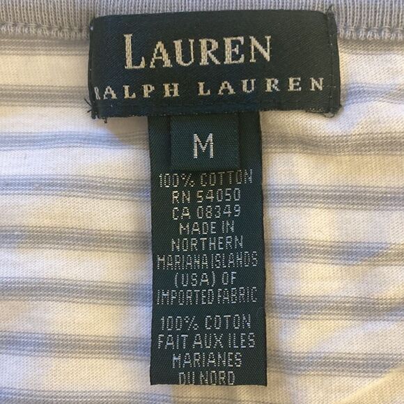 Lauren Ralph Lauren Cotton V Neck/sleeveless Stripped Women’s T Shirt.Size M. - Picture 4 of 5